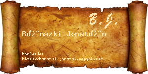 Bánszki Jonatán névjegykártya